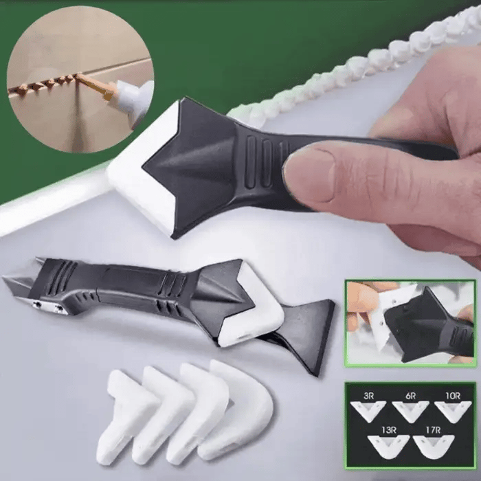 Silicone Caulk Finishing Tool Kit 3-in-1 Scraper Smoother Remover for Bathroom Kitchen Tile Grout Sealing Corner Edge Cleanup Home Repair | Thomler