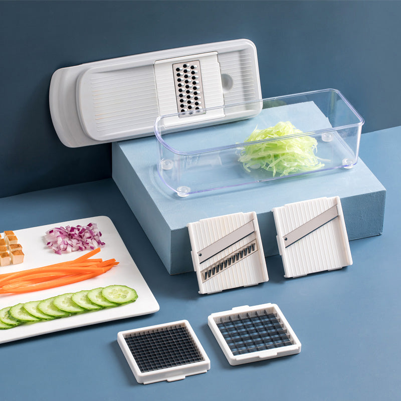 Kitchen Slicer Dicer with 4 Interchangeable Blades for Vegetables, Fruits, Onions and Salads | Compact Manual Food Prep Tool for Home Cookin | Thomler