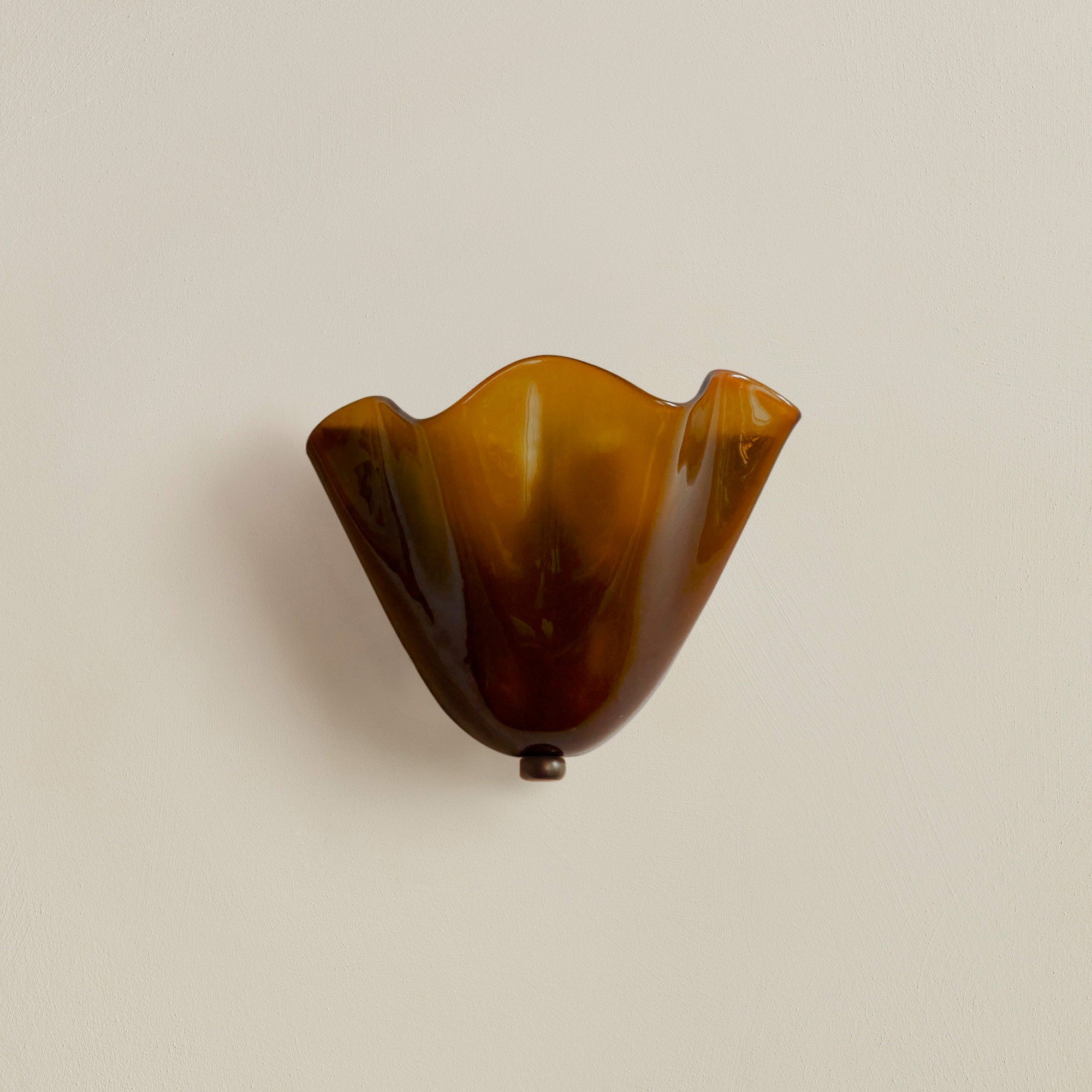Shell-Inspired Glass Sconce 11 Inch Wide Vintage Iron Bedside Fixture Warm Ambient Hallway Lighting E14 Base Brown Green Beige Tinted Shade | Thomler