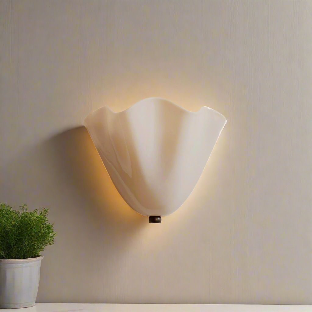 Shell-Inspired Glass Sconce 11 Inch Wide Vintage Iron Bedside Fixture Warm Ambient Hallway Lighting E14 Base Brown Green Beige Tinted Shade | Thomler