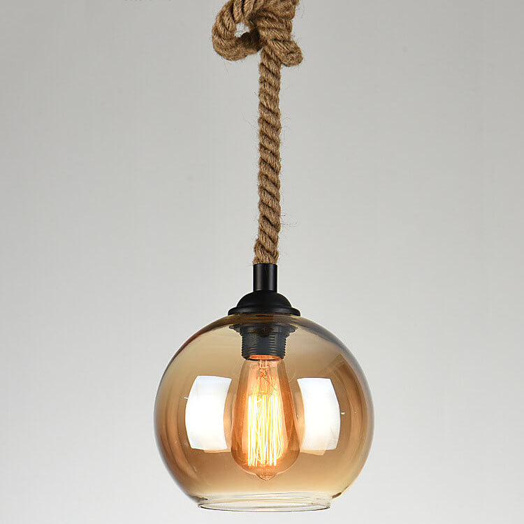 Pendant Light Glass Rope 9.8 in Adjustable Hallway Living Room Bedroom Modern Ceiling Lamp | Thomler