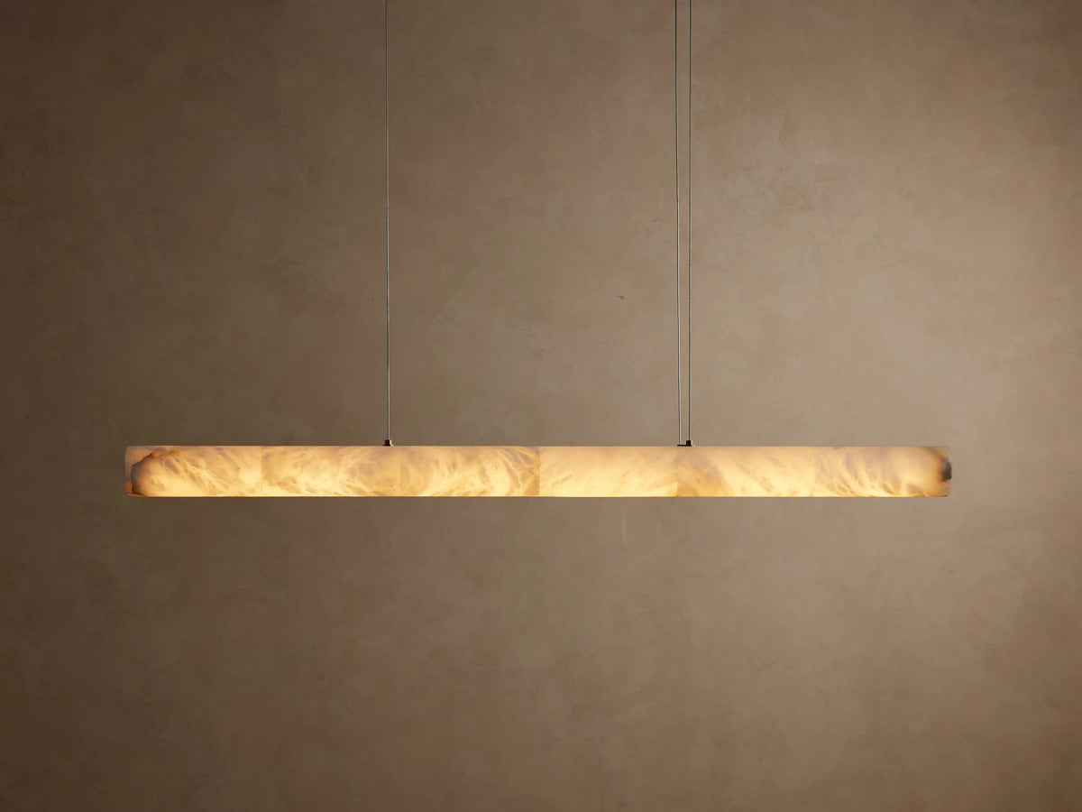 Linear Alabaster Stone Chandelier with Integrated LED – Modern Overhead Dining Room Island Light Fixture for Kitchen Contemporary Ceiling | Thomler