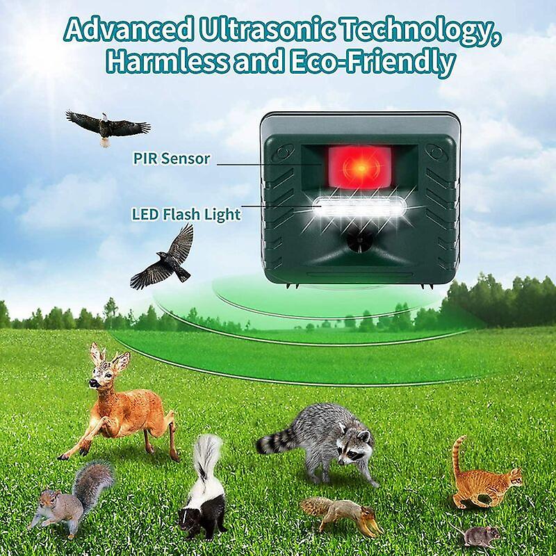Solar-Powered Ultrasonic Wildlife Deterrent with Motion Sensor for Yards & Gardens – Harmless Pest Control Device | Thomler