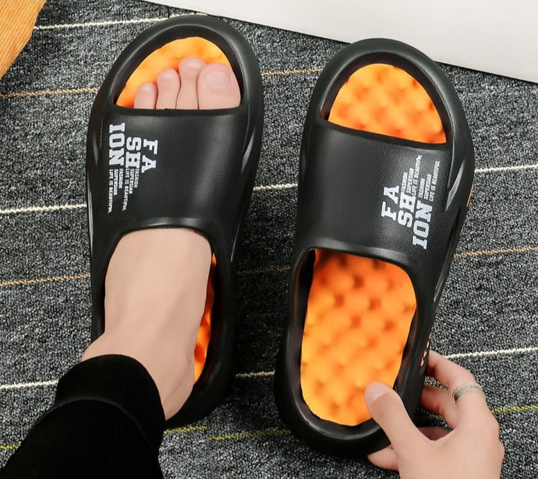 Cushioned Arch Support Slide Sandals for Women & Men with Textured Footbed Relief for Plantar Fasciitis Indoor Outdoor Open Toe Adjustable | Thomler