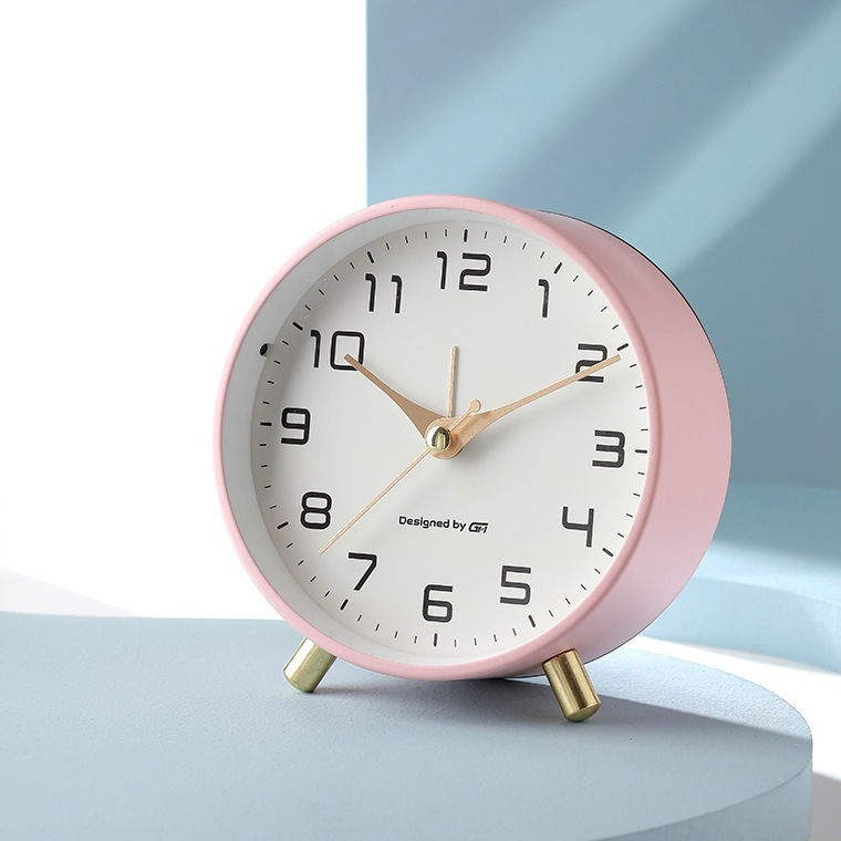 Table Clock Metal Glass 12.0 cm Silent Movement White Bedroom Living Room Desk Clock Scandinavian Minimalist Decor | Thomler