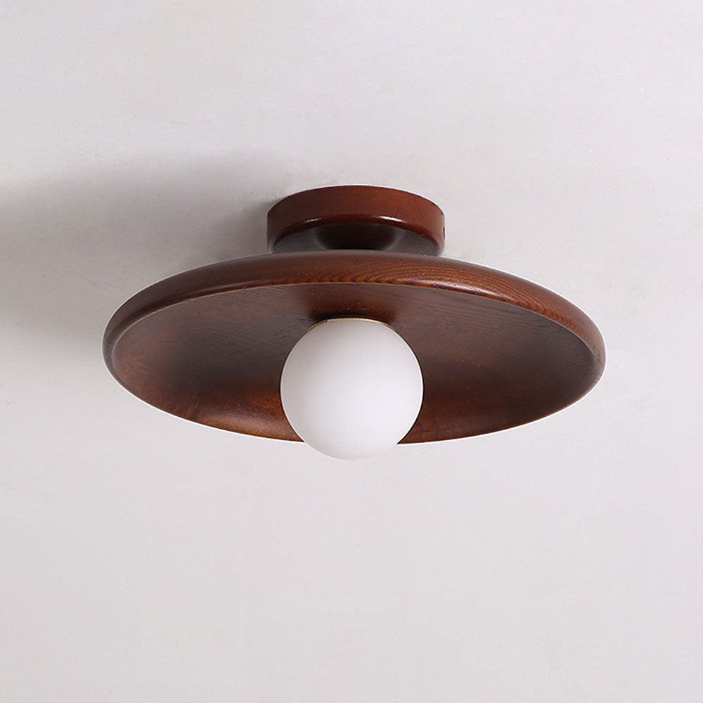 Ceiling Light Wood 15.0 cm Warm White Hallway Bedroom Compact Scandinavian Flush Mount Lamp | Thomler
