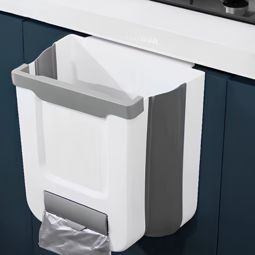 Over-Cabinet Door Waste Bin Organizer – Space-Saving Collapsible Kitchen Trash Holder for Countertop Prep & Cleanup | Thomler