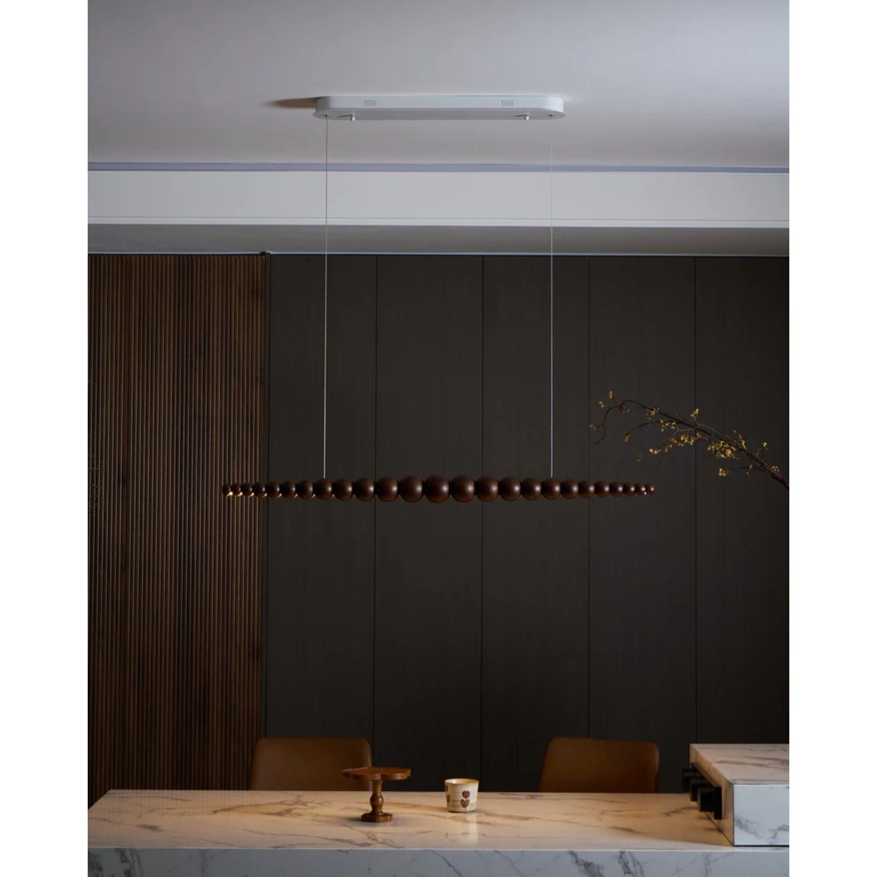 Pendant Light Wood Metal LED Warm White Adjustable Dining Table Kitchen Island Linear Hanging Ceiling Lamp Scandinavian Modern | Thomler