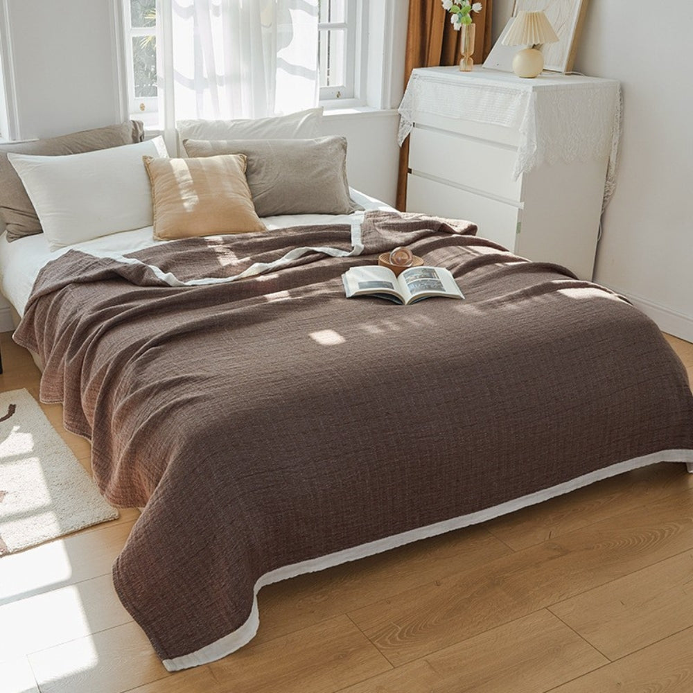 6-Layer Muslin Cotton Blanket Breathable Soft Throw Full Queen King Size for Bed Couch All-Season Lightweight Bedspread Adults Kids | Thomler