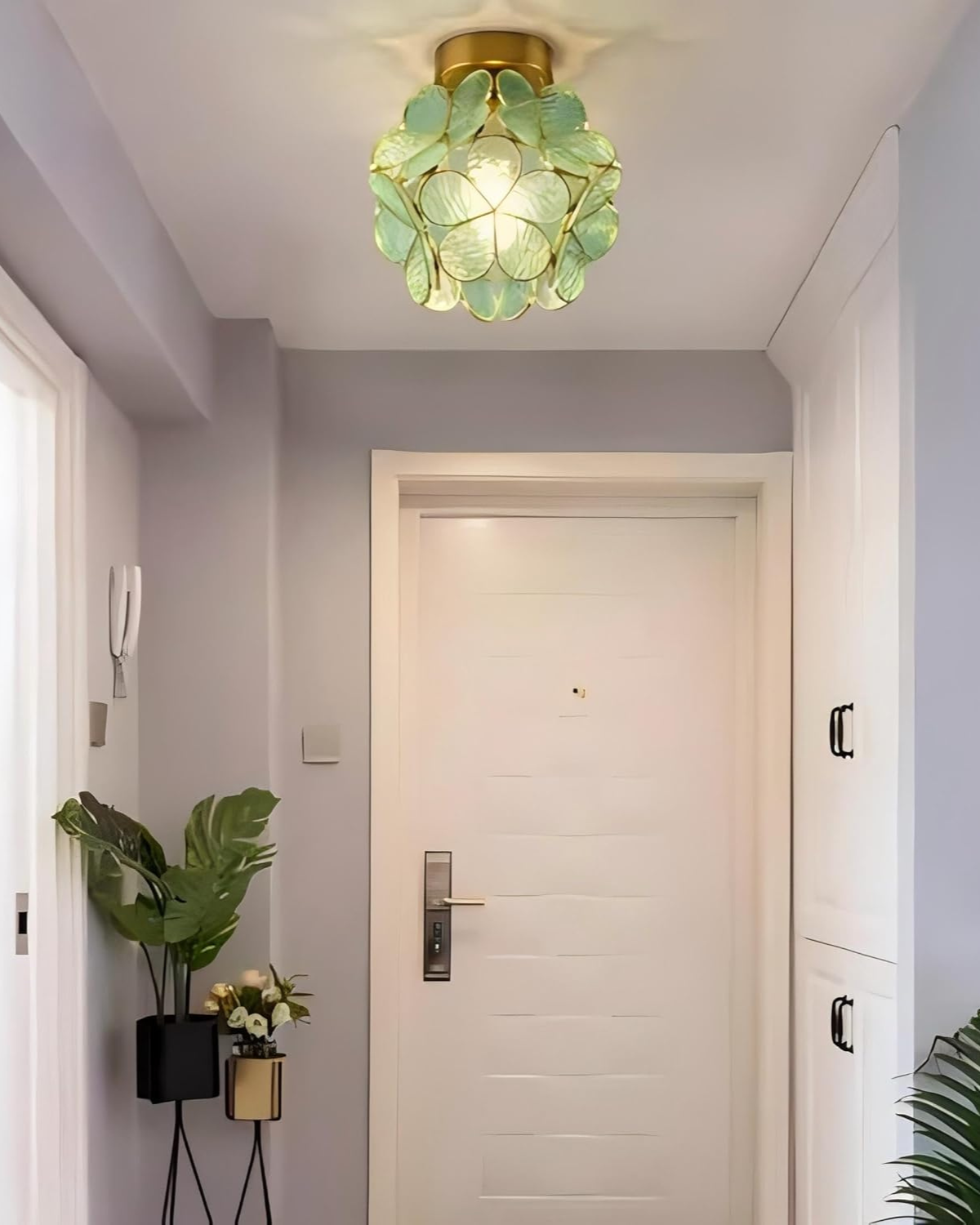 Ceiling Lamp Acrylic 20.0 cm (7.9") Gold Hallway Bedroom LED Floral Flush Mount Light Fixture | Thomler