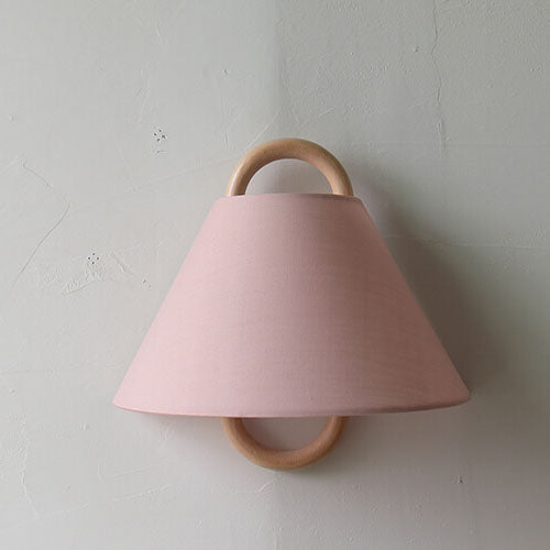 Fabric Half-Moon Wall Sconce with Natural Wood Backplate for Bedroom & Living Room | Thomler