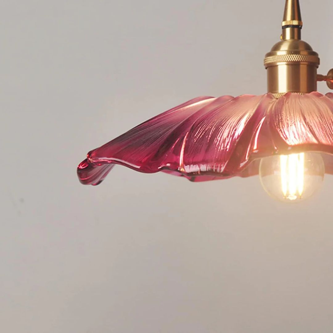 Pendant Light Ribbed Glass 28.0 cm Deep Red Dining Room Kitchen Island Hanging Ceiling Lamp Vintage E27 Adjustable Cord | Thomler