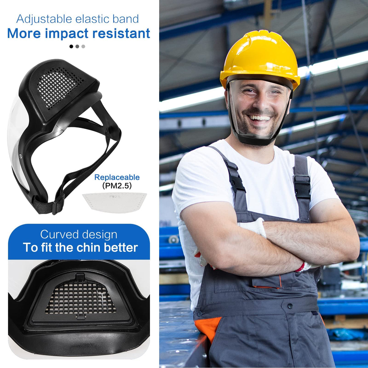 Clear Vision Safety Face Shield Anti-Fog Full Face Protection Visor for Woodworking DIY Construction Workshop Tasks Reusable Guard | Thomler