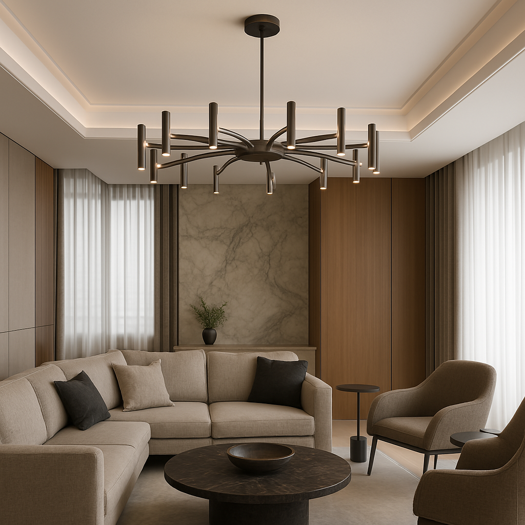 12-Light LED Chandelier Modern Metal Fixture for Dining Room Living Room Bedroom Black Hardwired Ceiling Light Contemporary Style | Thomler
