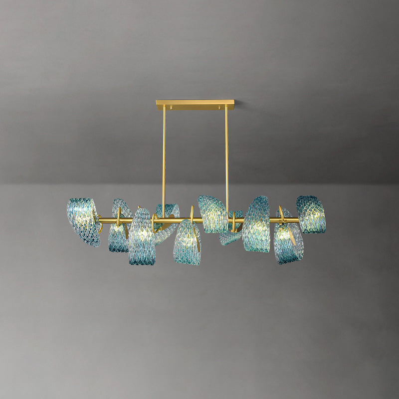 Chandelier Art Glass 19 Lights 95W Blue Peacock Dining Room Living Room Statement Lighting | Thomler
