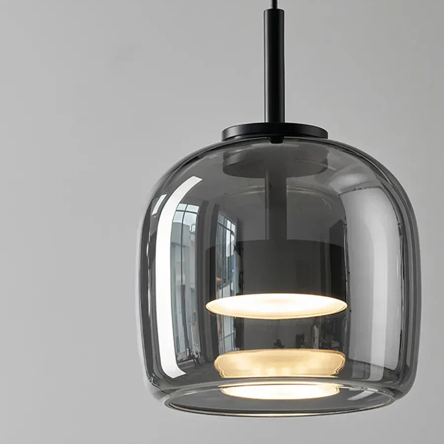 Pendant Light Glass 102.0 cm x 38.0 cm Cognac Or Smoke Grey Dining Room Kitchen Island Scandinavian Hanging Ceiling Lamp | Thomler