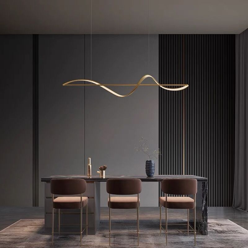 Sculptural Wave Metal Hanging Light with Heat-Resistant Construction for Living Room & Bedroom | Thomler