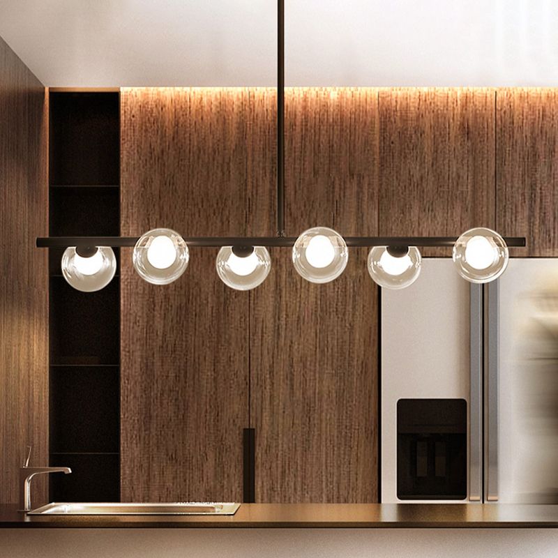 Kitchen Island Overhead Fixture with Textured Glass Globes 5 or 6 Heads Hanging for Dining Room | Thomler