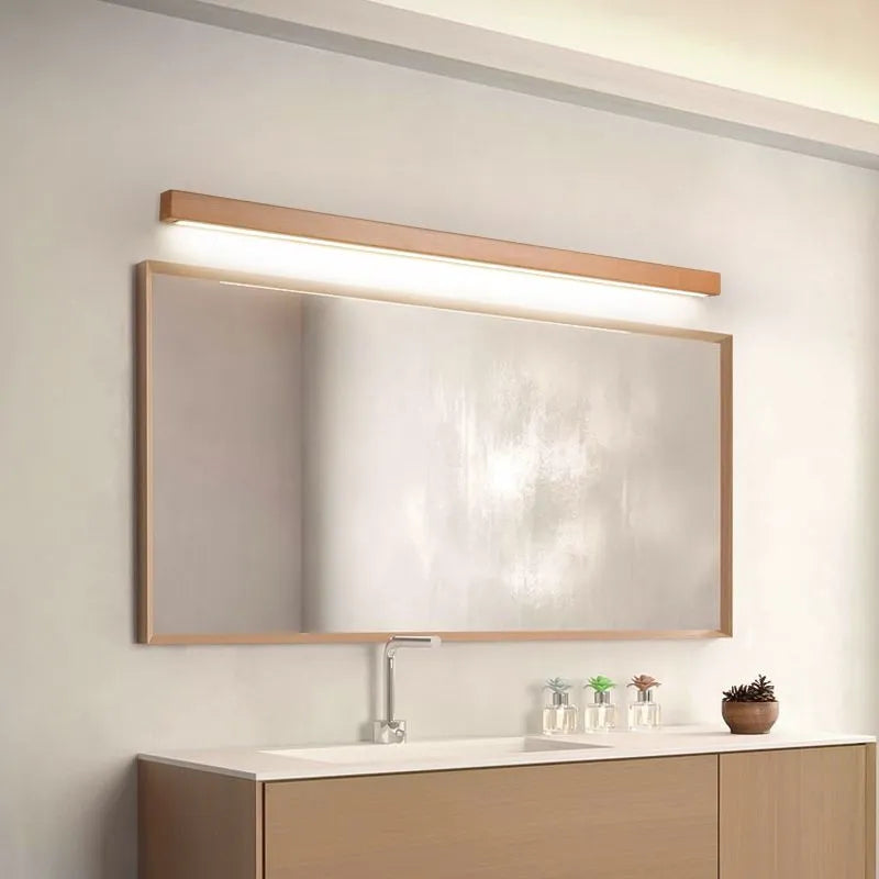 Wooden Vanity Light Bar LED Mirror Sconce with Acrylic Shade, Adjustable Color Temperature Wall Lighting for Bathroom & Bedroom | Thomler
