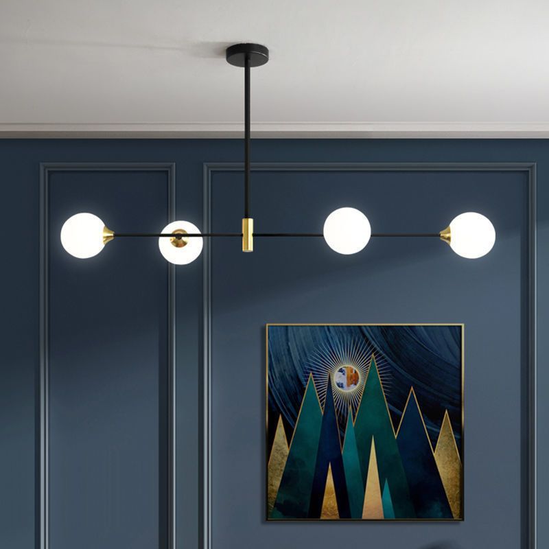 Modern Bubble Glass Chandelier with Black Metal Frame – Multi-Directional Pendant Lighting for Dining Room & Living Room | Thomler