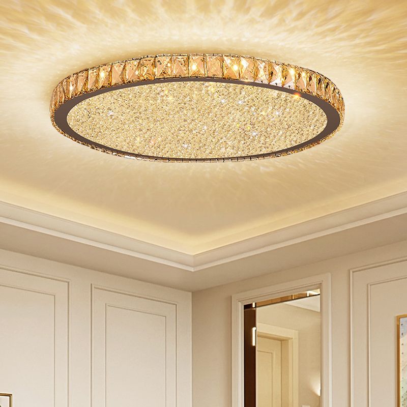Crystal Flush Mount Overhead Fixture – Elegant Metal & Glass Design for Bedroom, Dining, Living Room | Thomler