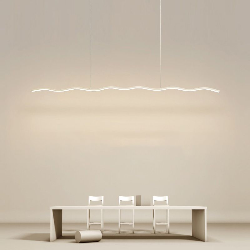 Contemporary Wave LED Linear Suspension Light – Metal Fixture for Living Room, Bedroom & Kitchen | Thomler