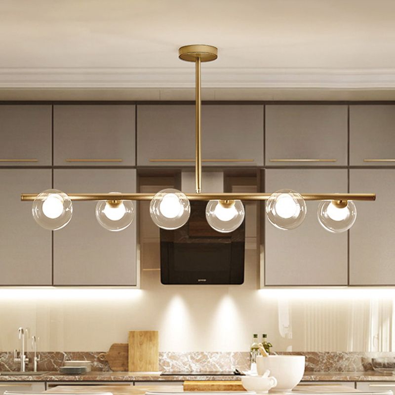 Kitchen Island Overhead Fixture with Textured Glass Globes 5 or 6 Heads Hanging for Dining Room | Thomler