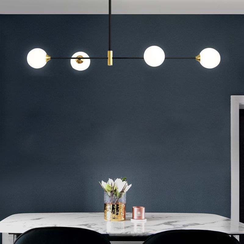 Modern Bubble Glass Chandelier with Black Metal Frame – Multi-Directional Pendant Lighting for Dining Room & Living Room | Thomler