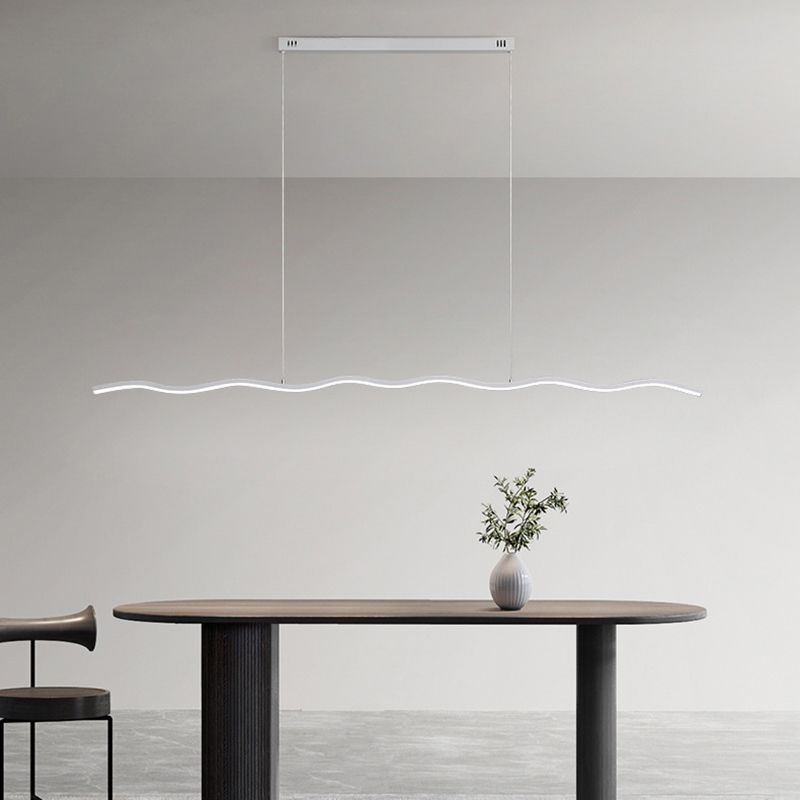 Contemporary Wave LED Linear Suspension Light – Metal Fixture for Living Room, Bedroom & Kitchen | Thomler