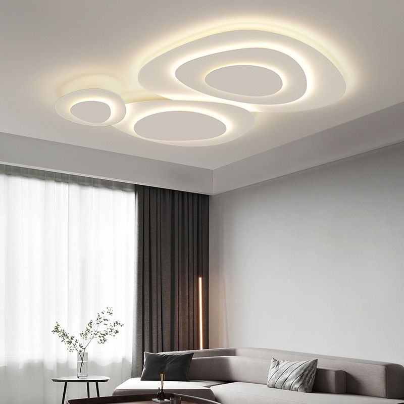 Modern White Cloud Metal Ceiling Light Flush Mount for Bedroom Living Room Dining Room | Dimmable LED Surface Mount Fixture | Thomler