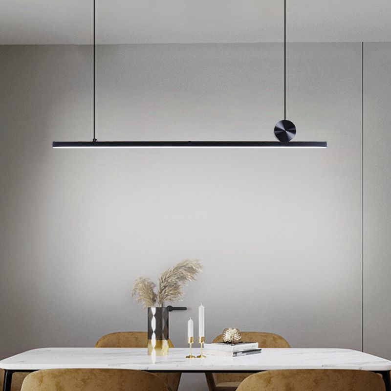 Modern Asymmetric Linear Pendant Light – Black & Gold Metal LED Ceiling Fixture for Dining Room & Living Room | Thomler