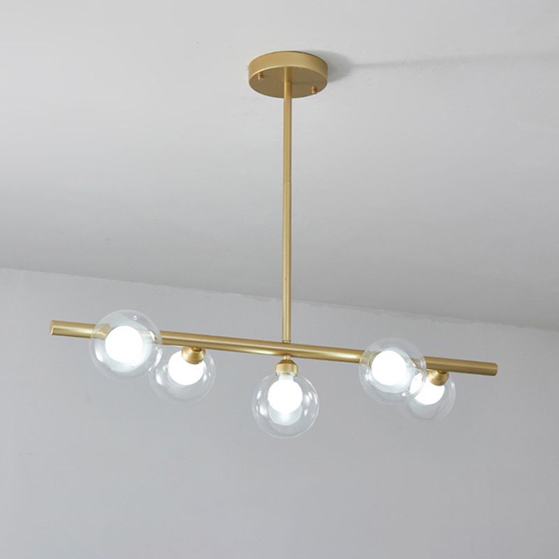 Kitchen Island Overhead Fixture with Textured Glass Globes 5 or 6 Heads Hanging for Dining Room | Thomler