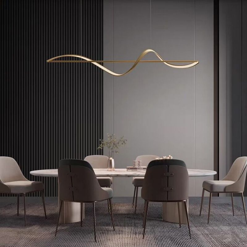 Sculptural Wave Metal Hanging Light with Heat-Resistant Construction for Living Room & Bedroom | Thomler
