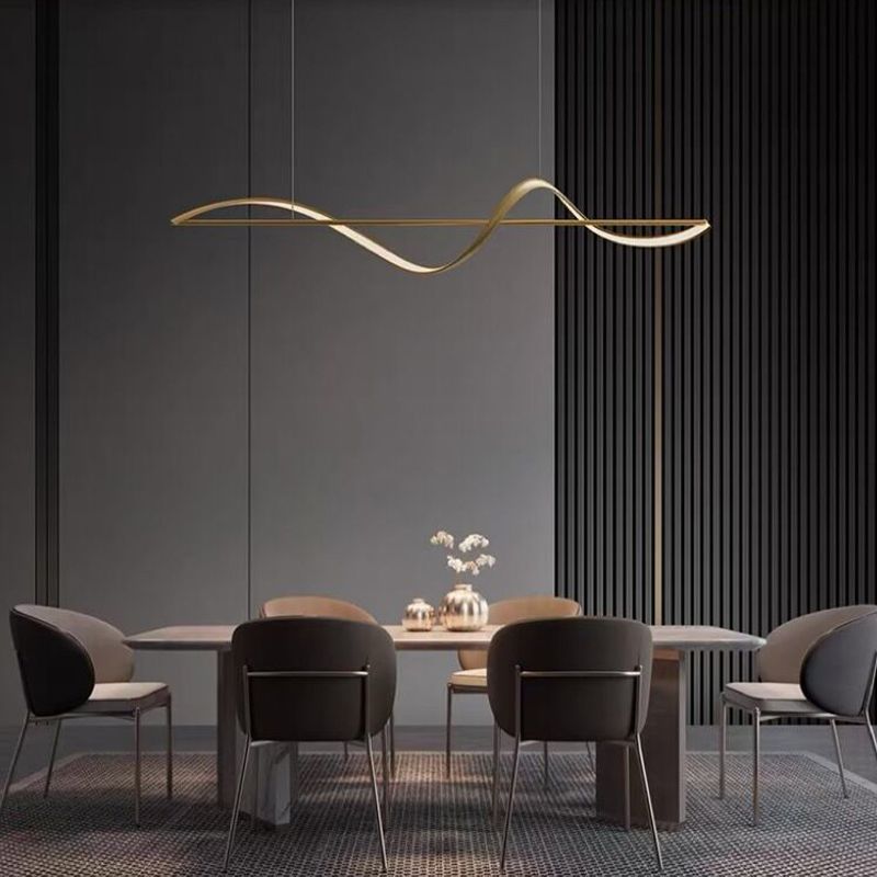 Sculptural Wave Metal Hanging Light with Heat-Resistant Construction for Living Room & Bedroom | Thomler