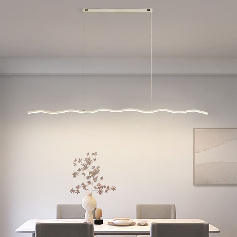 Contemporary Wave LED Linear Suspension Light – Metal Fixture for Living Room, Bedroom & Kitchen | Thomler