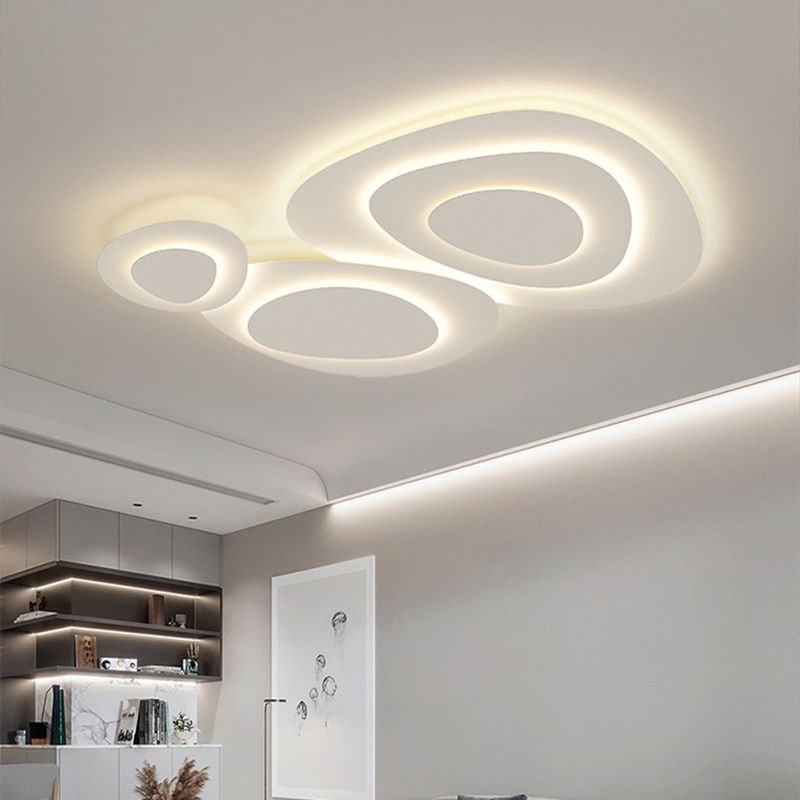 Modern White Cloud Metal Ceiling Light Flush Mount for Bedroom Living Room Dining Room | Dimmable LED Surface Mount Fixture | Thomler
