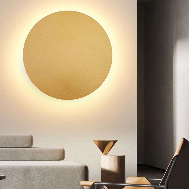 Round Metal Wall Sconce Modern Minimalist LED Light for Bedroom Living Room Black White Gold Finish Hardwired 8 to 20 Inch | Thomler