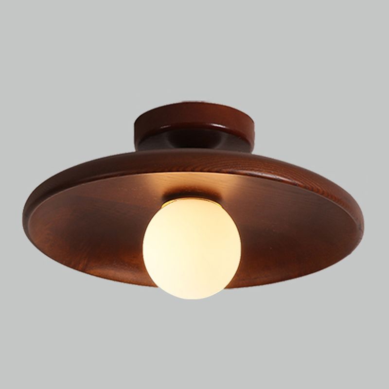 Contemporary Wood & Glass Globe Ceiling Light – Hardwired Flush Mount for Kitchen & Bedroom – G9 LED Base | Thomler