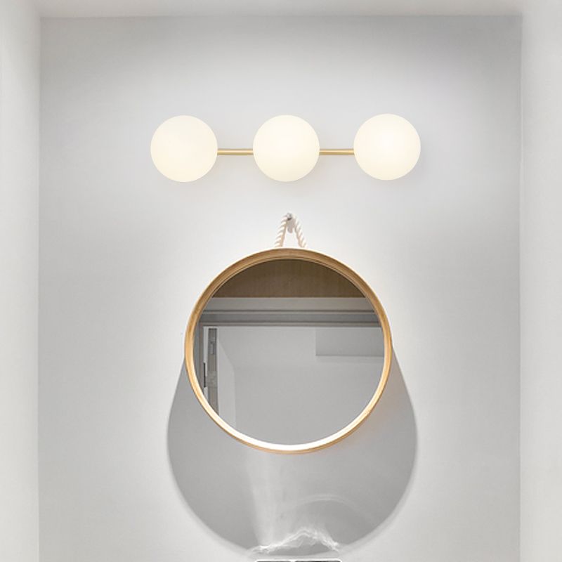 Glass Globe Vanity Sconce Metal Wall Fixture for Bathroom Bedroom Kitchen 2 or 3 Bulb LED Dimmable Hardwired Indoor Accent Lighting | Thomler