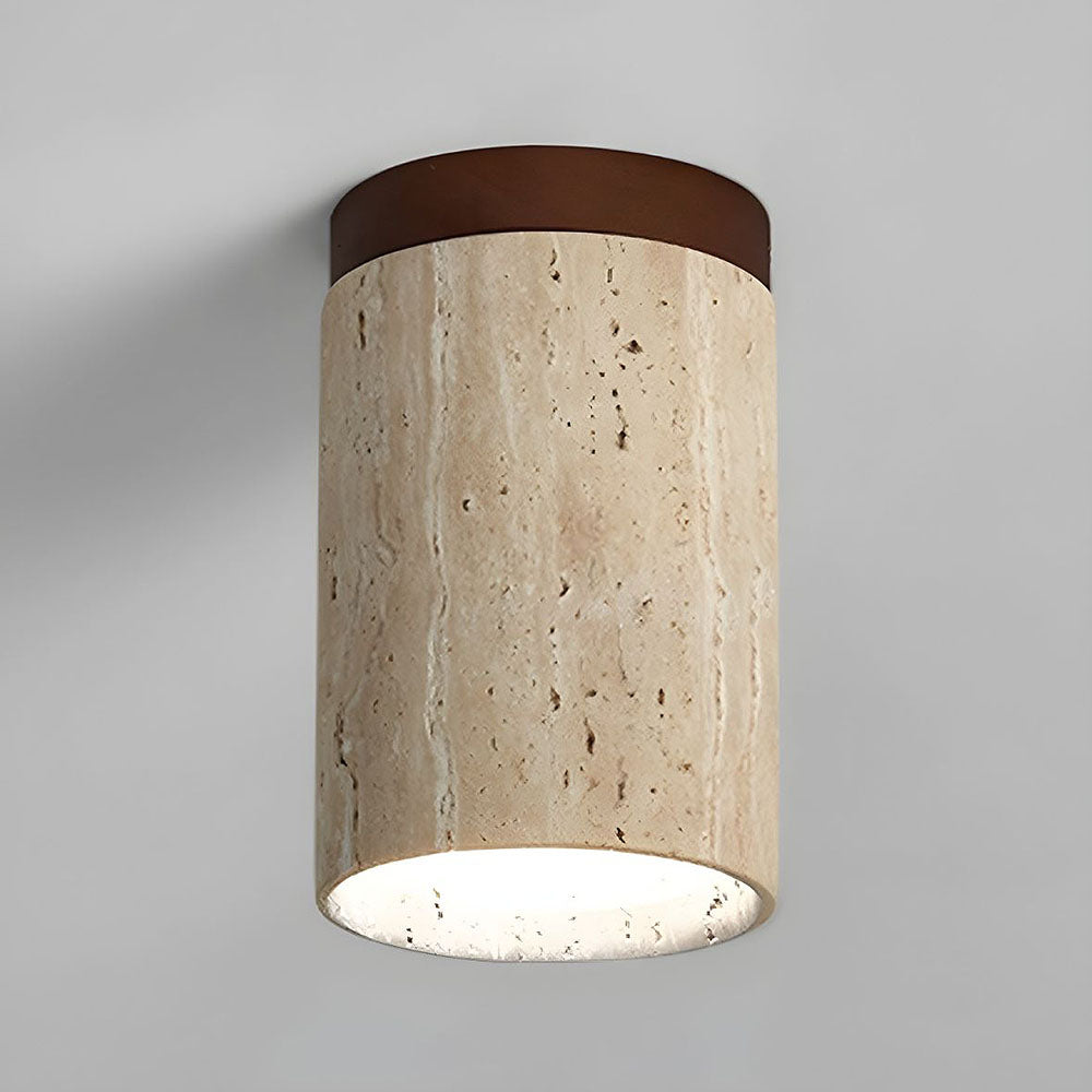 Ceiling Lamp Travertine Wood E27 Beige Hallway Bedroom Scandinavian Flush Mount Lighting | Thomler