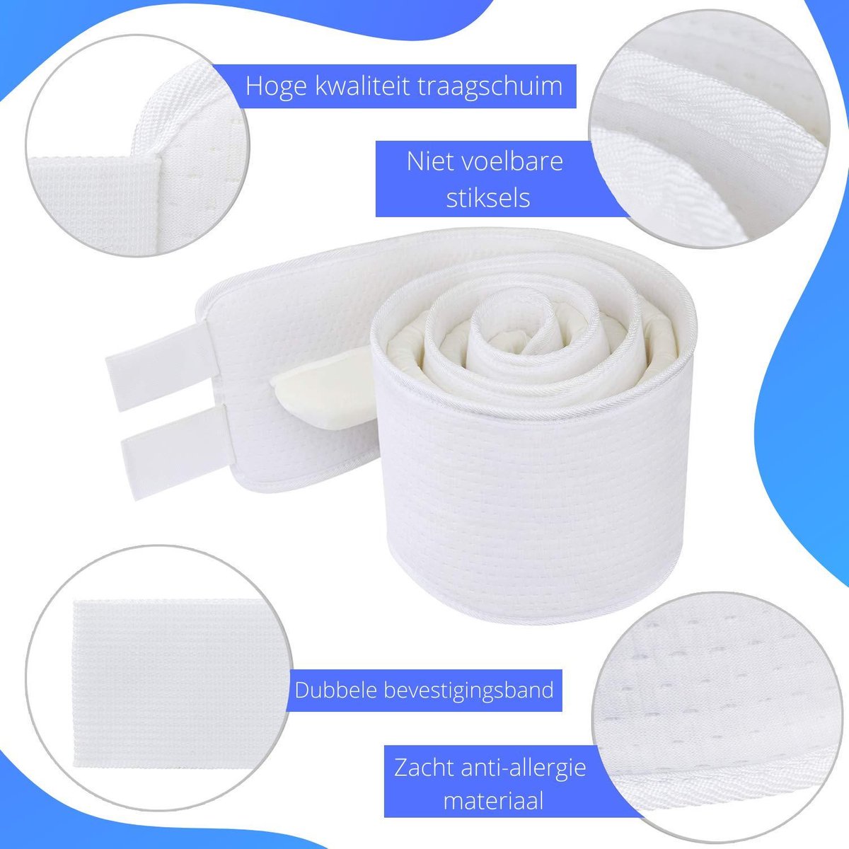 Mattress Wedge Foam 200.0 cm x 20.0 cm x 7.0 cm White Gap Filler Double Bed Anti-Slip Bridge Stabiliser Bed Connector | Thomler