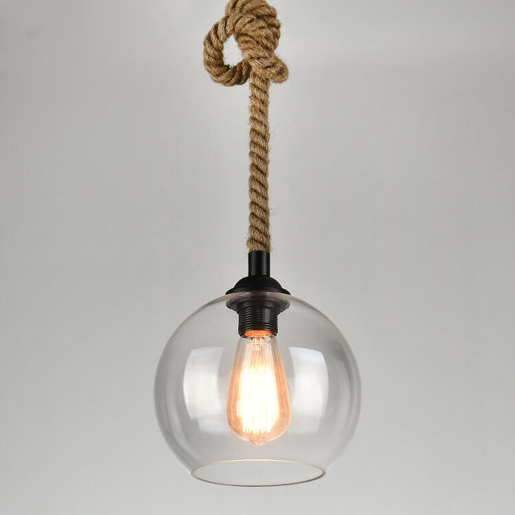 Pendant Light Glass Rope 9.8 in Adjustable Hallway Living Room Bedroom Modern Ceiling Lamp | Thomler