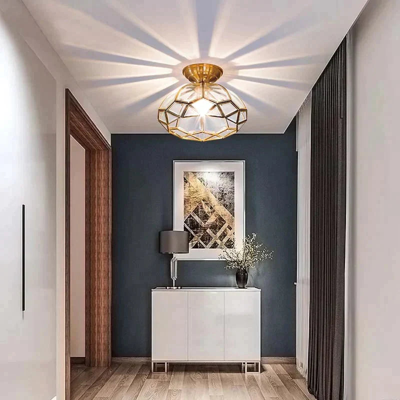 Copper Flush-Mount LED Ceiling Light Fixture for Hallways, Entryways, Bedrooms – Single-Lamp Minimalist Design with E27 Socket | Thomler