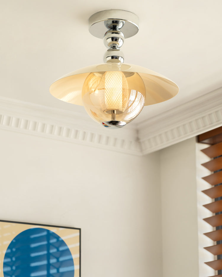 Ceiling Light Glass Dome 12 in Flush Mount Hallway Entryway Lighting Soft Warm Glow | Thomler