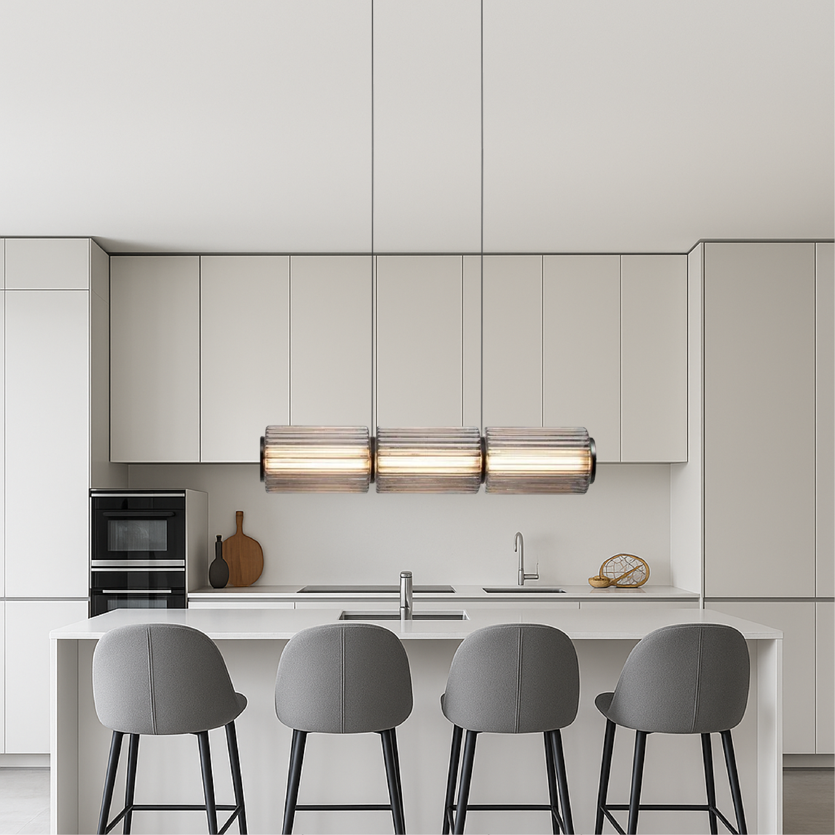 Pendant Light Glass Cylinder LED 94.5 cm Black Dining Room Bar Kitchen Island Ceiling Lamp | Thomler