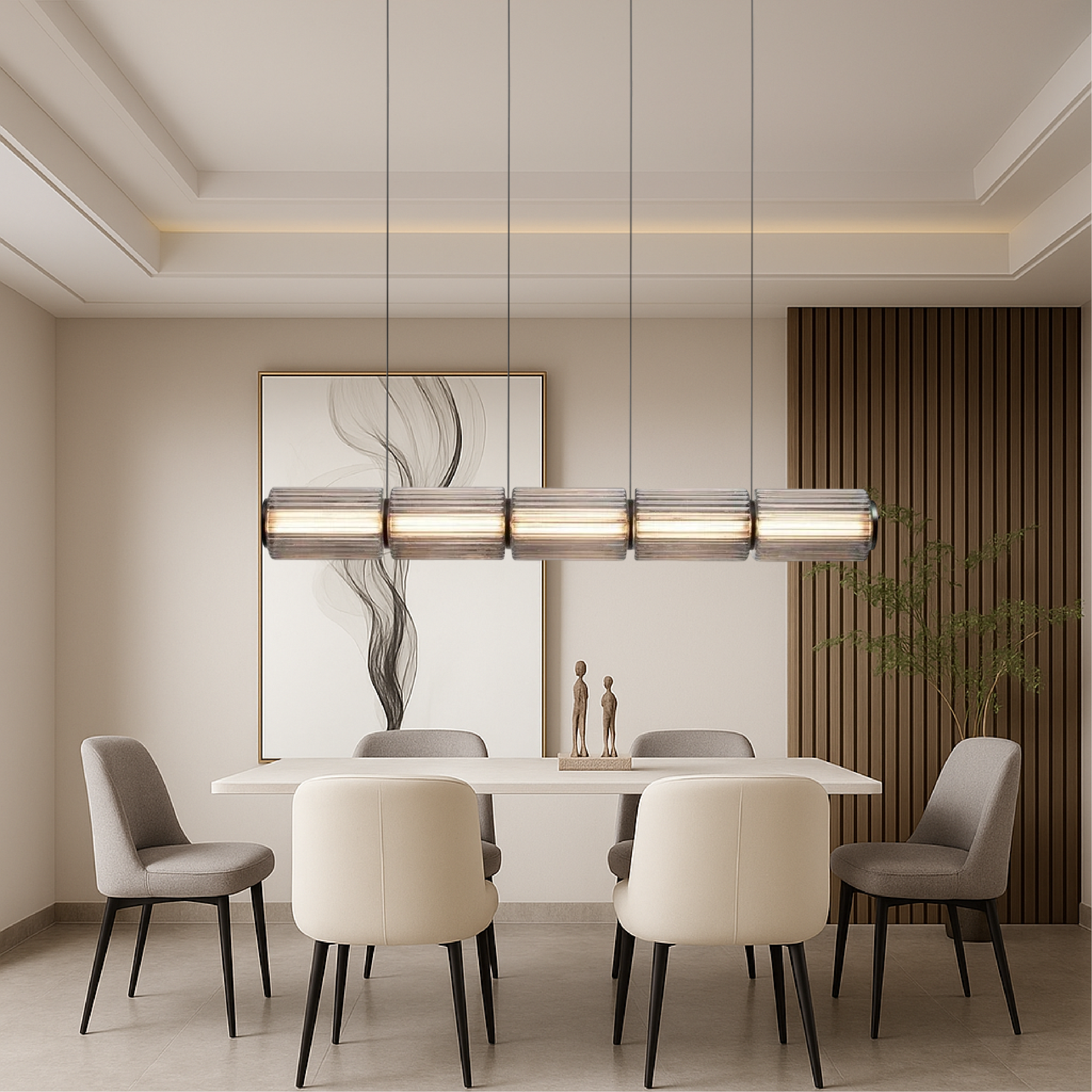 Pendant Light Glass Cylinder LED 94.5 cm Black Dining Room Bar Kitchen Island Ceiling Lamp | Thomler