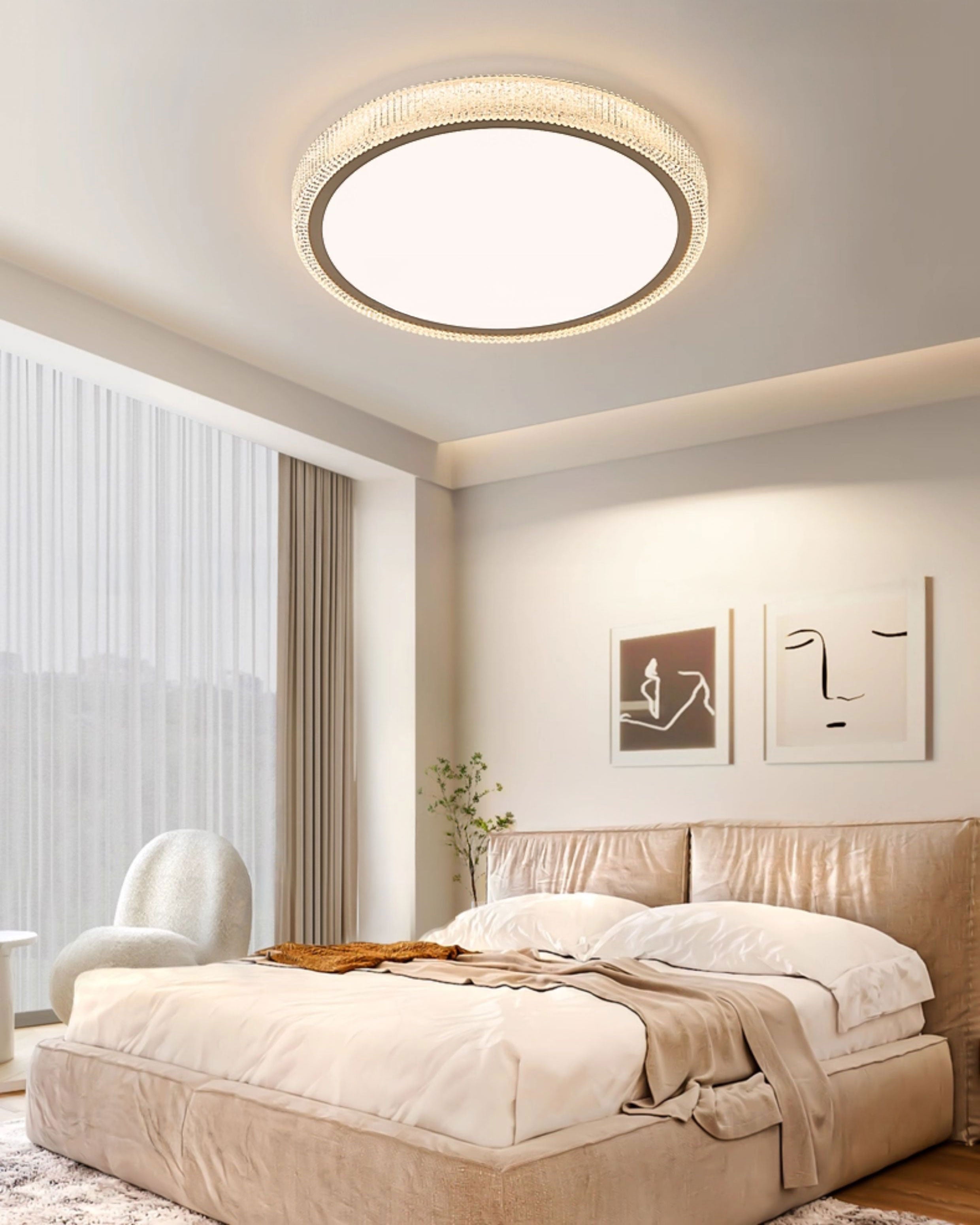 Ceiling Light Metal Acrylic 16 in Round 22W Bedroom Modern Flush Mount Fixture | Thomler