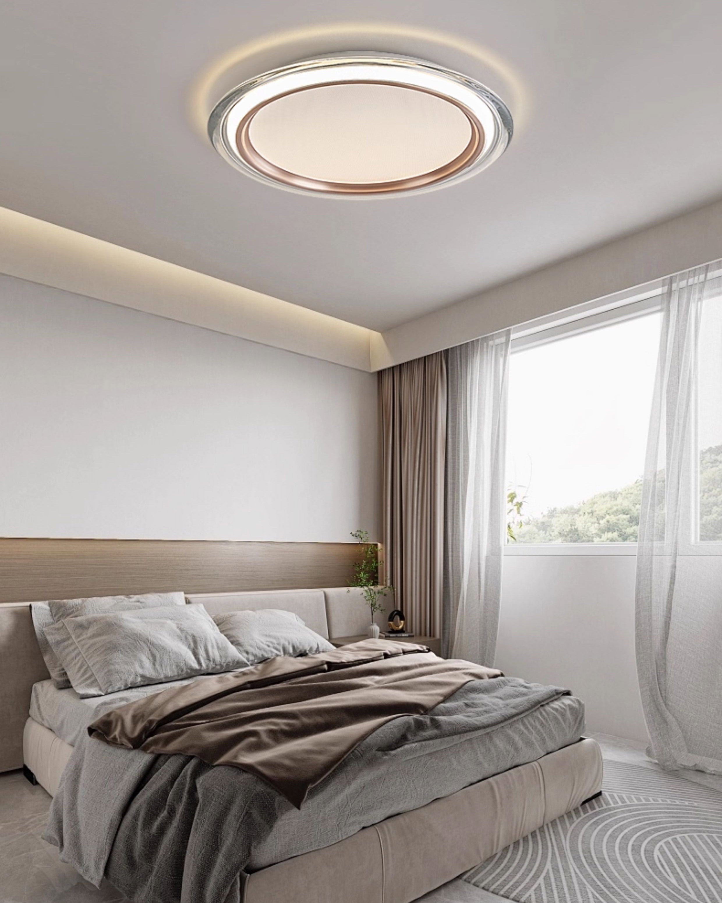 Ceiling Light Metal 14 in Flush Mount Bedroom Acrylic Warm White LED 25W Modern Lighting Fixture | Thomler