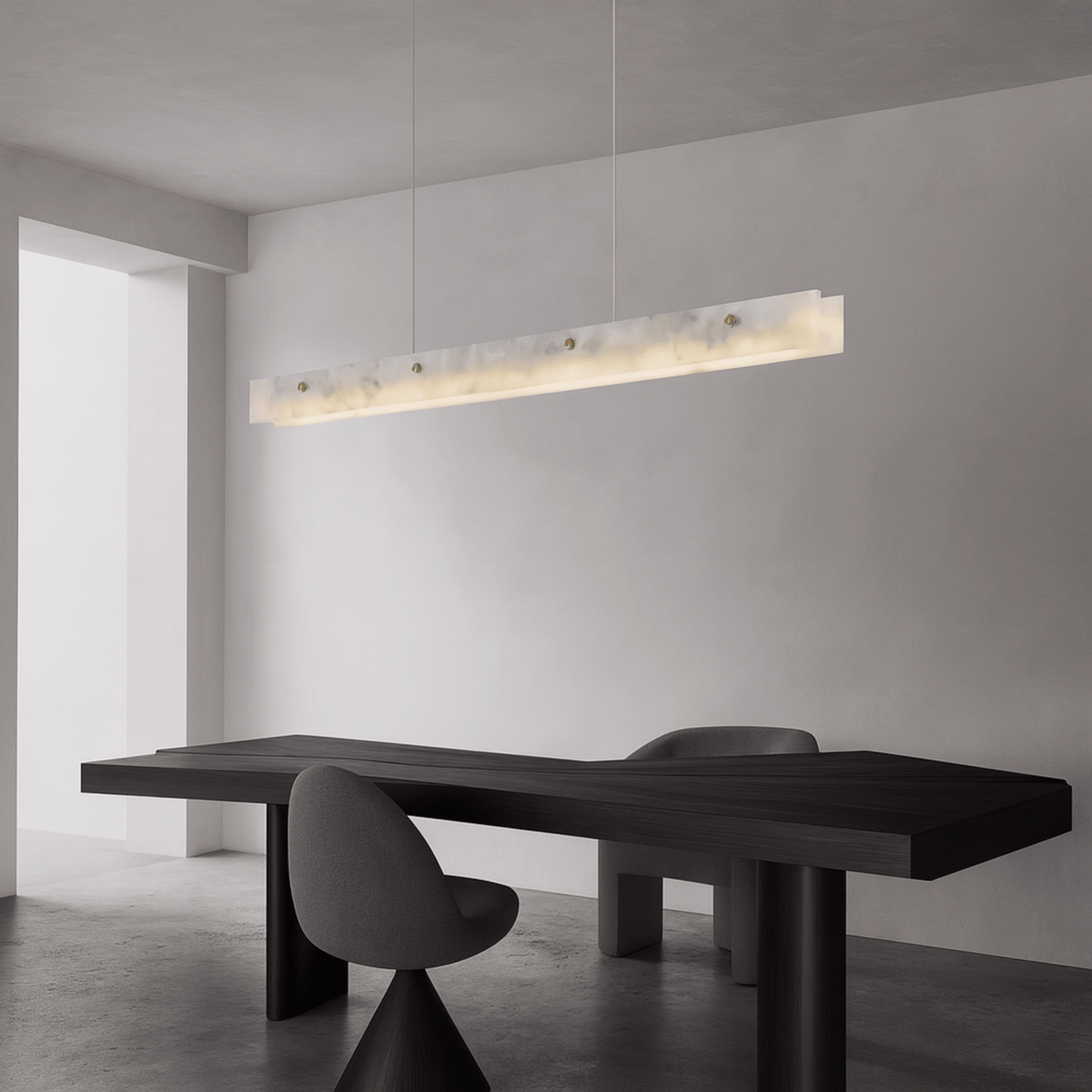 Stone Bar Chandelier with Integrated LED – Brushed Gold Hardware for Kitchen Island & Dining Tables | Thomler