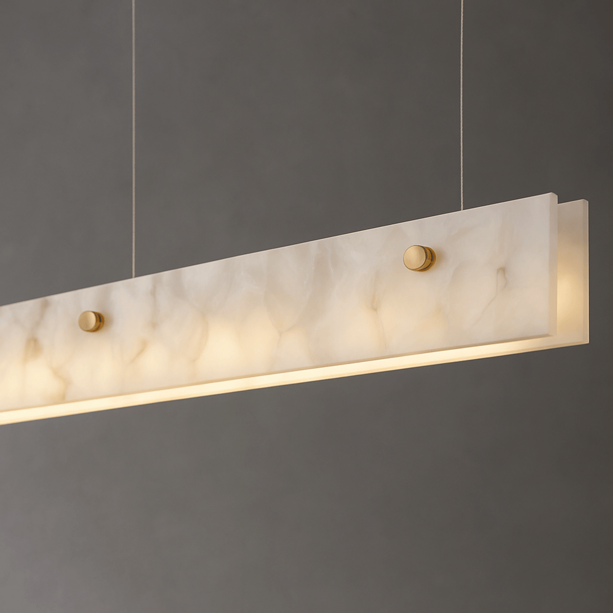 Stone Bar Chandelier with Integrated LED – Brushed Gold Hardware for Kitchen Island & Dining Tables | Thomler